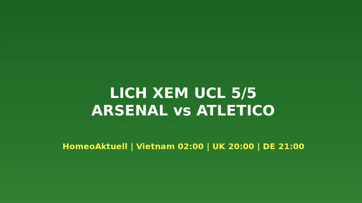 Arsenal vs Atlético Madrid Lượt Về Bán Kết UCL 5/5/2026 — Giờ Đá, Kênh Xem & Đội Hình Dự Kiến